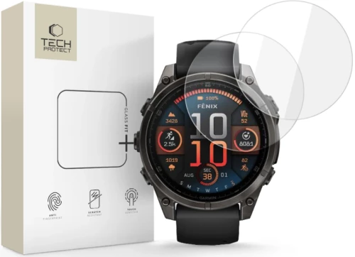Tempered Glass Garmin Fenix 8 47mm Tech-Protect Glass Fit+ Αντιχαρακτικό Γυαλί Προστασίας Οθόνης 2 Τεμάχια - Clear (5906302318919)