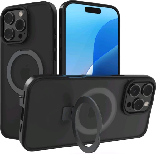 Θήκη iPhone 16 Pro Max Spacecase Ring Pro Mag Σκληρή με MagSafe & KickStand - Black (5905719112226)