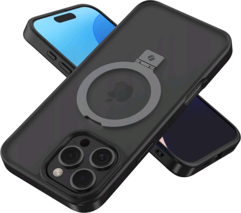 Θήκη iPhone 16 Pro Max Spacecase Ring Pro Mag Σκληρή με MagSafe & KickStand - Black (5905719112226)