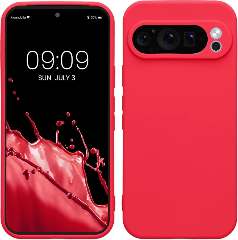 Θήκη Google Pixel 9 Pro KWmobile TPU Case with Camera Lens Protector Σιλικόνης με Πλαίσιο Κάμερας - Neon Pink (KWM000020PH006C)