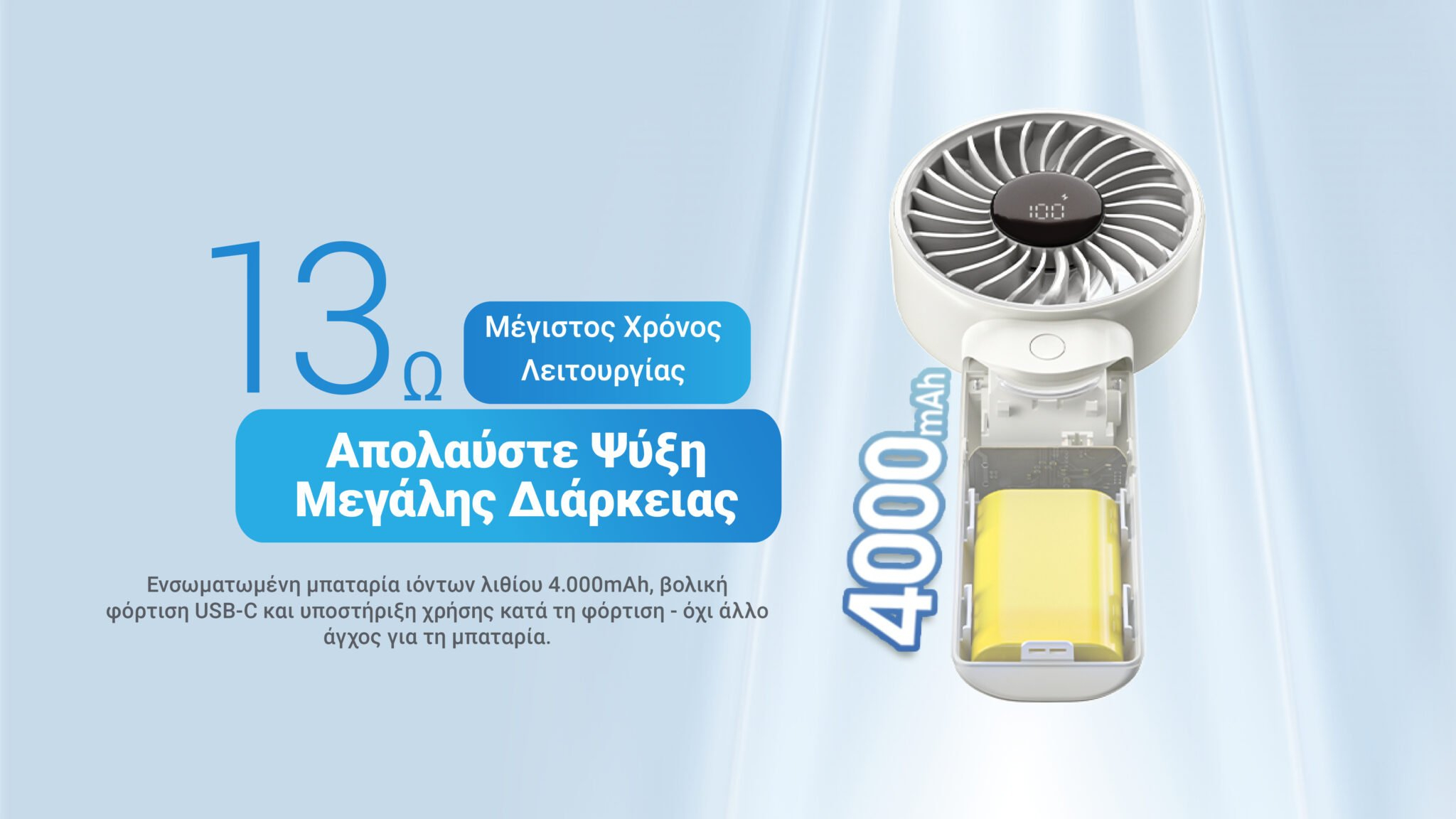 Ανεμιστήρας Nitecore NEF03 Pro Ατομικός Επιτραπέζιος & Φορητός Πτυσσόμενος με Λουράκι Λαιμού - White (6952506497607)