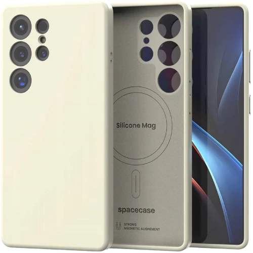 Θήκη Samsung Galaxy S25 Ultra Spacecase Silicone Magnetic Case Σιλικόνης με MagSafe - Beige (5905719114220)