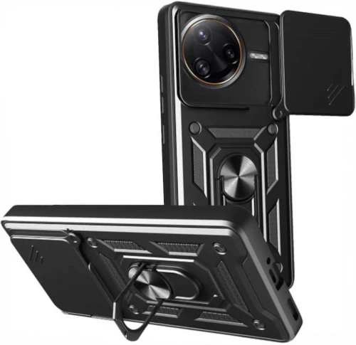 Θήκη Xiaomi Poco F7 Ultra Bodycell Armor Slide Ανθεκτική με Κάλυμμα για την Κάμερα & Μεταλλικό Ring Holder - Black (5206015082832)