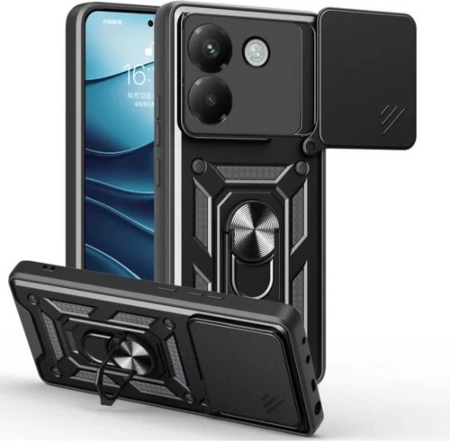 Θήκη Xiaomi Poco M7 Pro 5G Bodycell Armor Slide Ανθεκτική με Κάλυμμα για την Κάμερα & Μεταλλικό Ring Holder - Black (5206015082863)