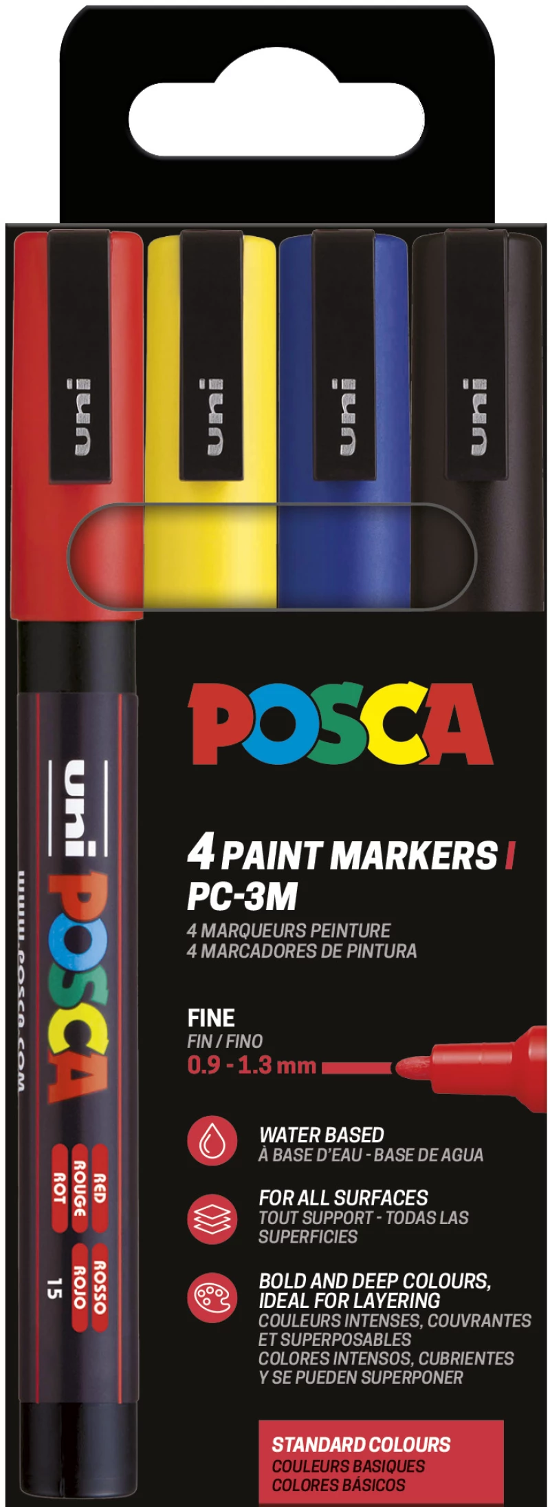 POSCA ΣΕΤ 4 ΜΑΡΚΑΔΟΡΟΙ PC-3M 0.9-1.3mm - ΒΑΣΙΚΑ ΧΡΩΜΑΤΑ (#PC-3M 4P SET BASIC COLOR)
