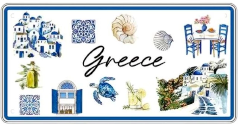Μεταλλική πινακίδα Souvenir - 12pcs - Greece - 15x30cm - 181049