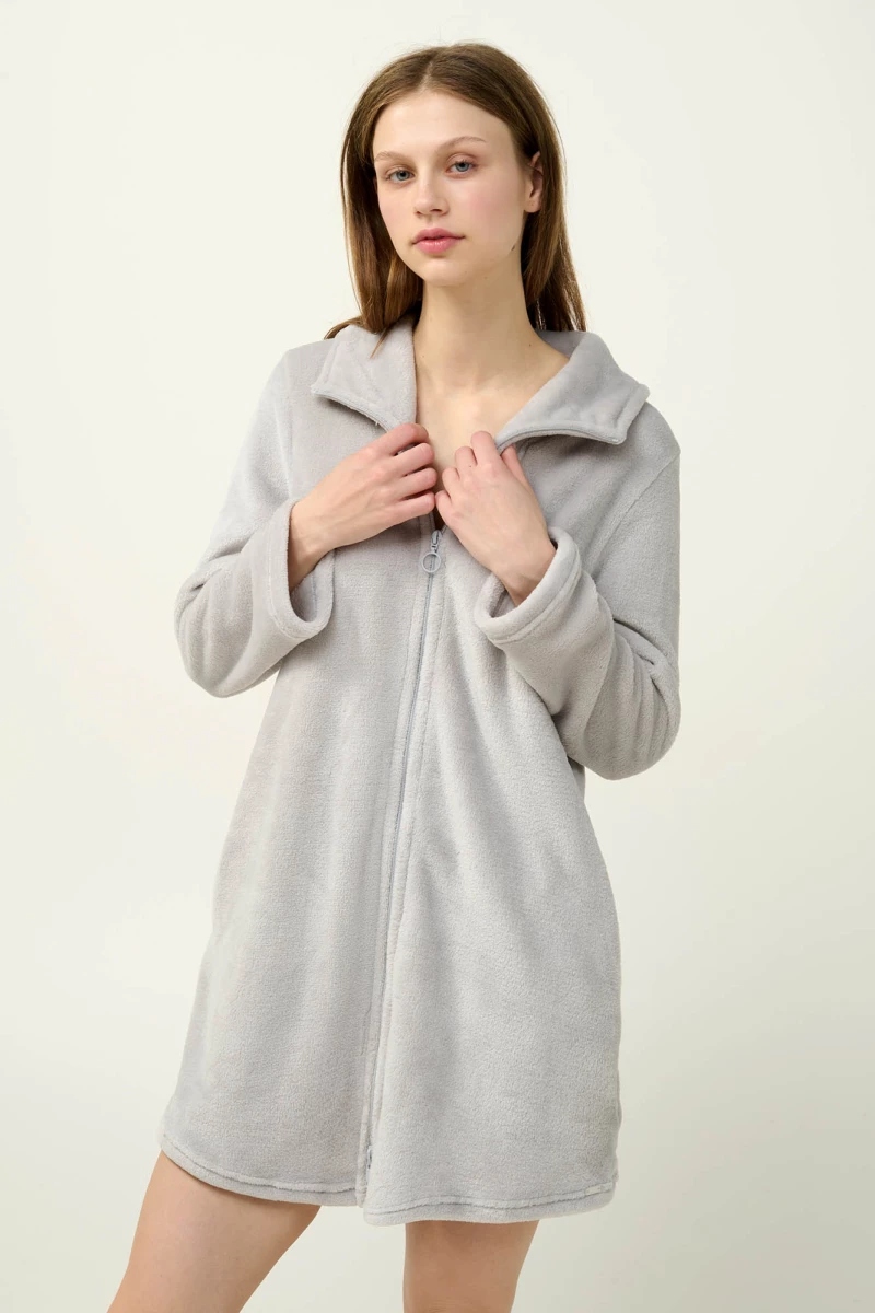 Γυναικεία Fleece Ρόμπα με Φερμουάρ - 23282