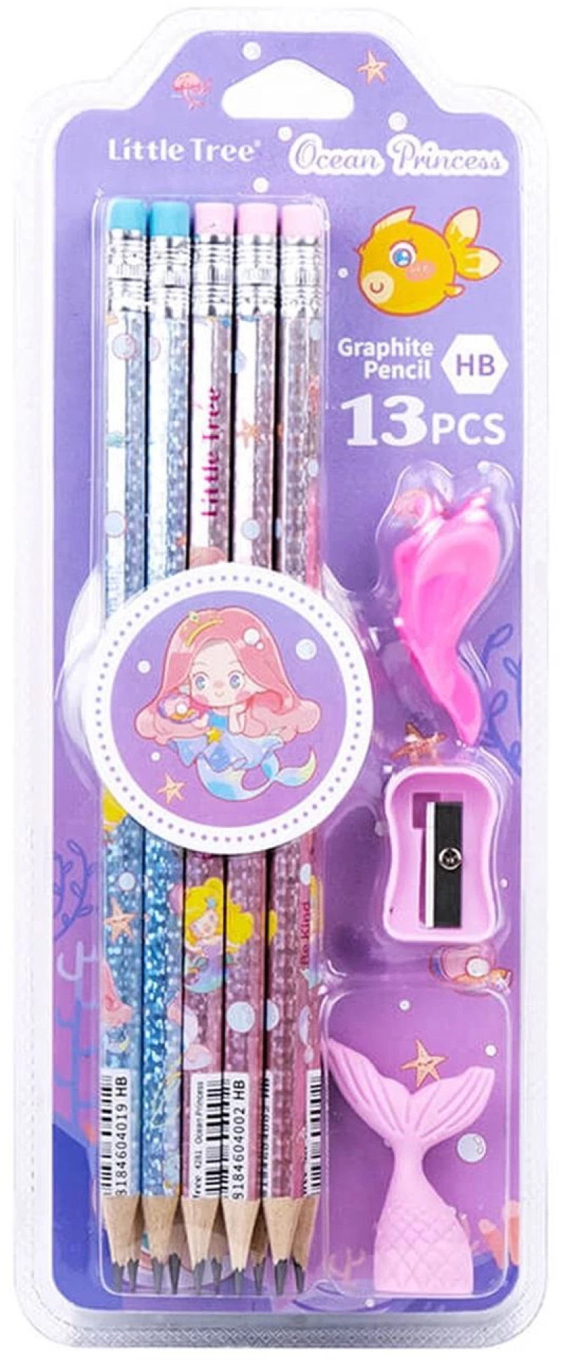 Ocaen Princess Set HB Pencil With Sarpener and Eraser 10τμχ.LT111004