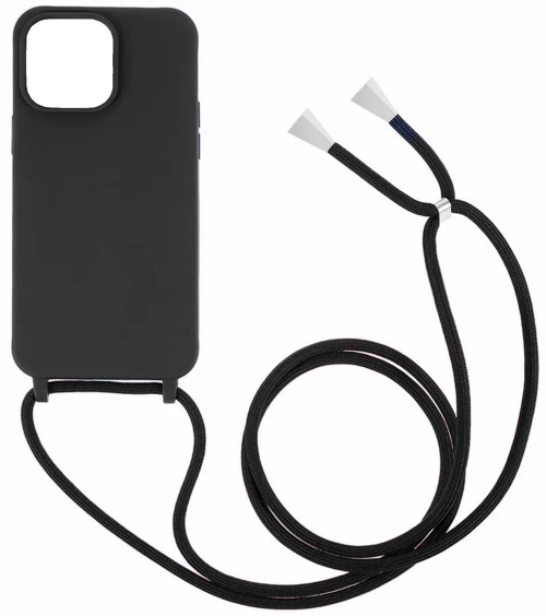 Θήκη Σιλικόνης GREEN ON με Κορδόνι Κολιέ για Samsung Galaxy A54 - Μαύρο