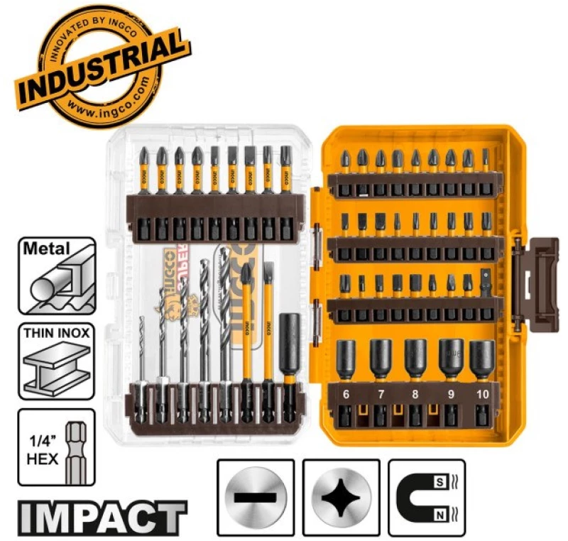 Μύτες Impact Σετ 49τμχ Κίτρινο 1/4" HEX AKDL24906 INGCO AKDL24906