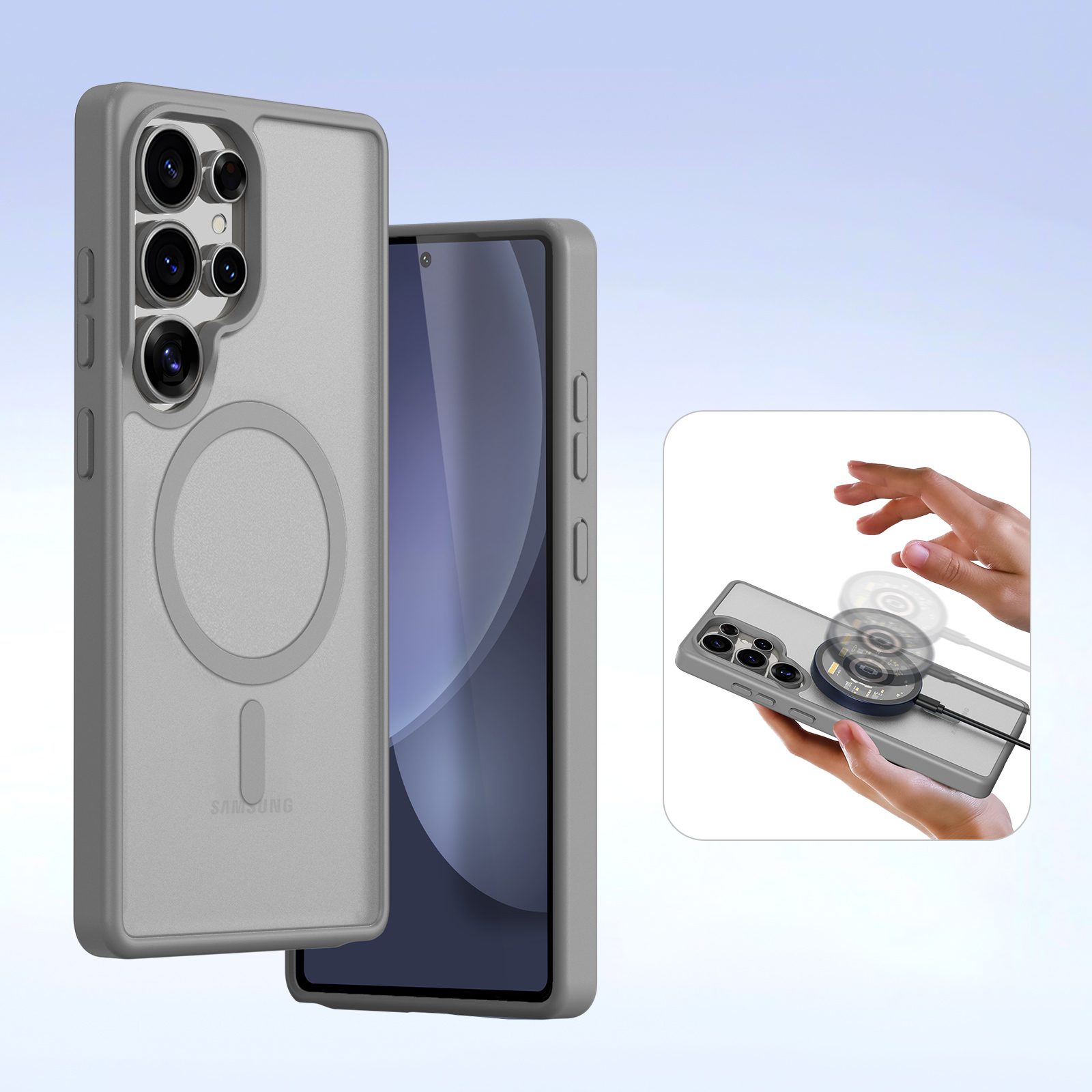 Dux Ducis Lawa Leather Case for Samsung Galaxy S25 Ultra with Detachable Magnetic Wallet - Gray