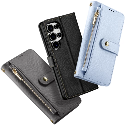 Dux Ducis Lawa Leather Case for Samsung Galaxy S25 Ultra with Detachable Magnetic Wallet - Gray