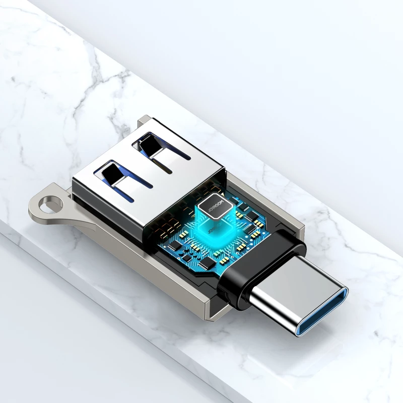Joyroom S-H151 USB-C (male) / USB-A (female) Adapter with Lanyard Eyelet - Silver