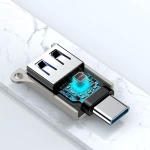 Joyroom S-H151 USB-C (male) / USB-A (female) Adapter with Lanyard Eyelet - Silver