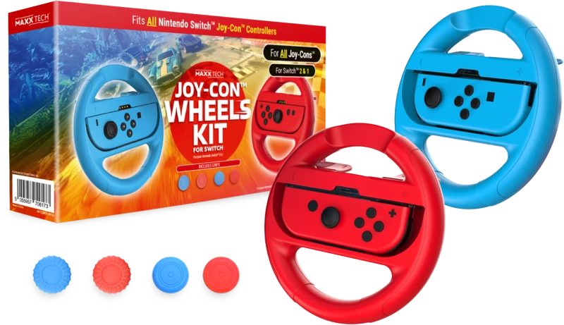 Maxx Tech  - Joy-Con Wheels & Grip Kit for Nintendo Switch 2/1 / Nintendo Switch 2