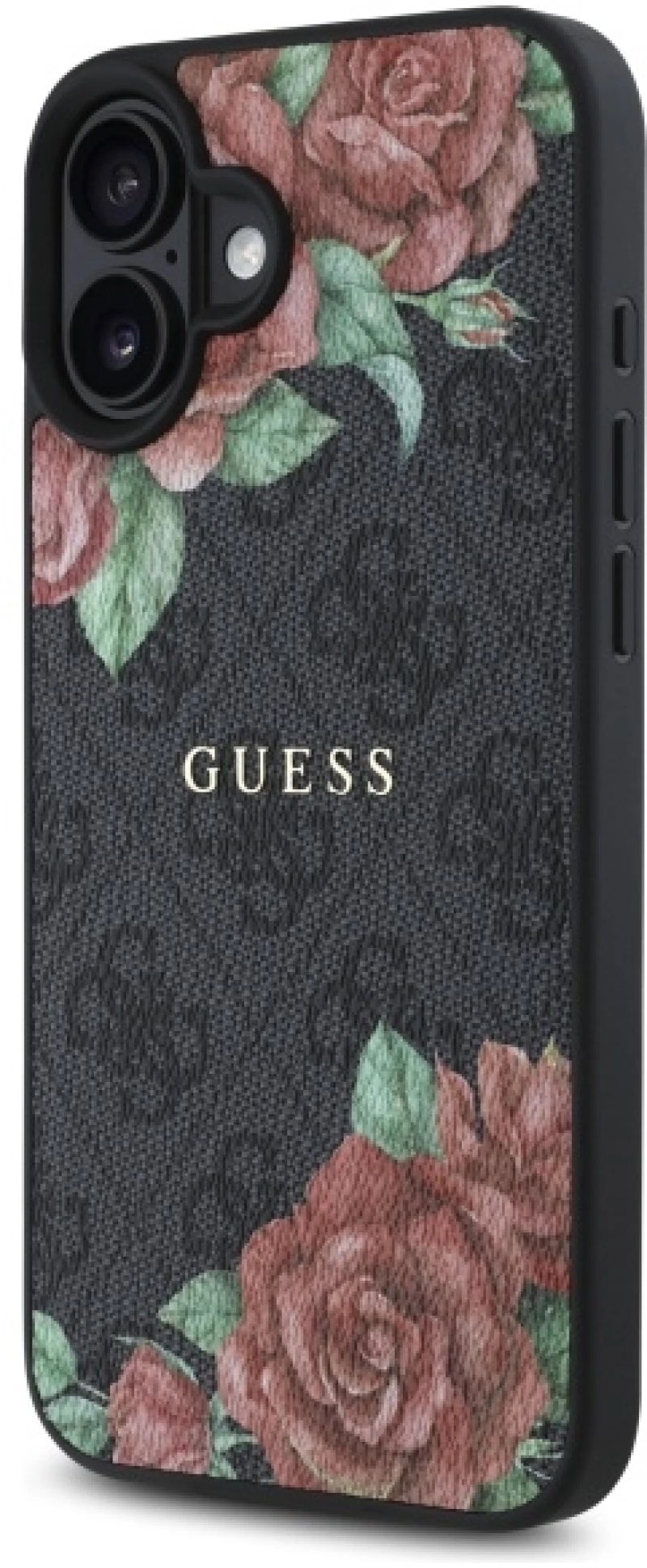 Guess GUHMP16SP4ROPEMCK iPhone 16 6.1" black/black hardcase 4G Flowers Print MagSafe