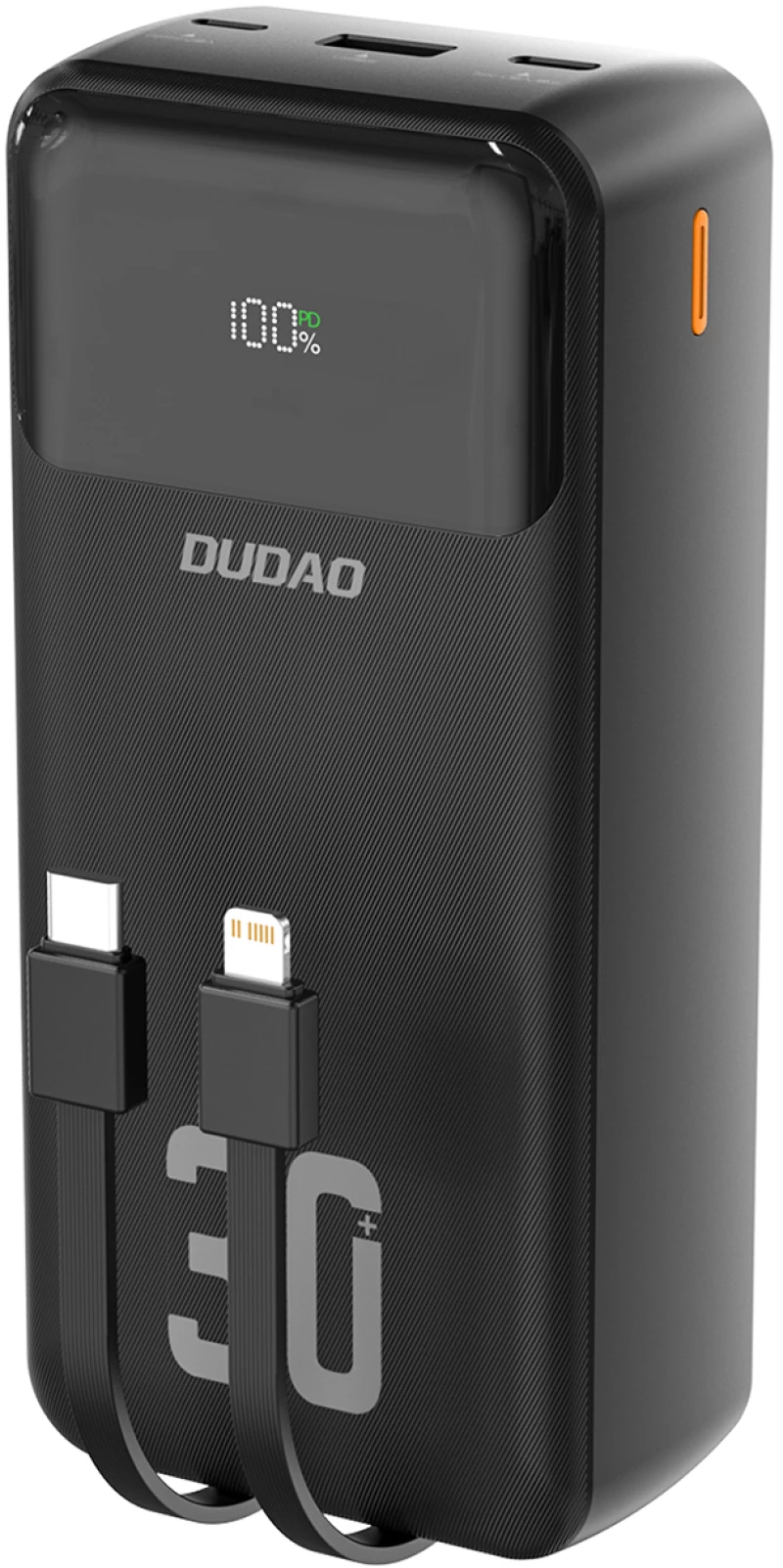 Dudao K15MAX 30000mAh PD 22.5W Powerbank with Built-in Cables - Black