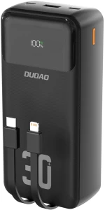 Dudao K15MAX 30000mAh PD 22.5W Powerbank with Built-in Cables - Black