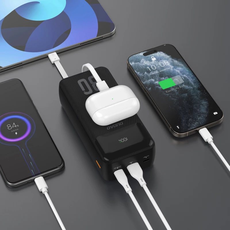 Dudao K15MAX 30000mAh PD 22.5W Powerbank with Built-in Cables - Black