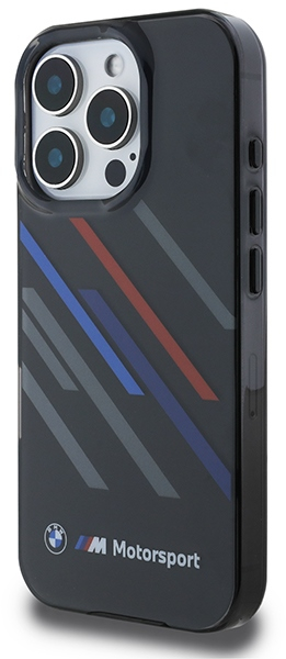 BMW Motosport IML Random Stripes iPhone 16 Pro Max Case - Black