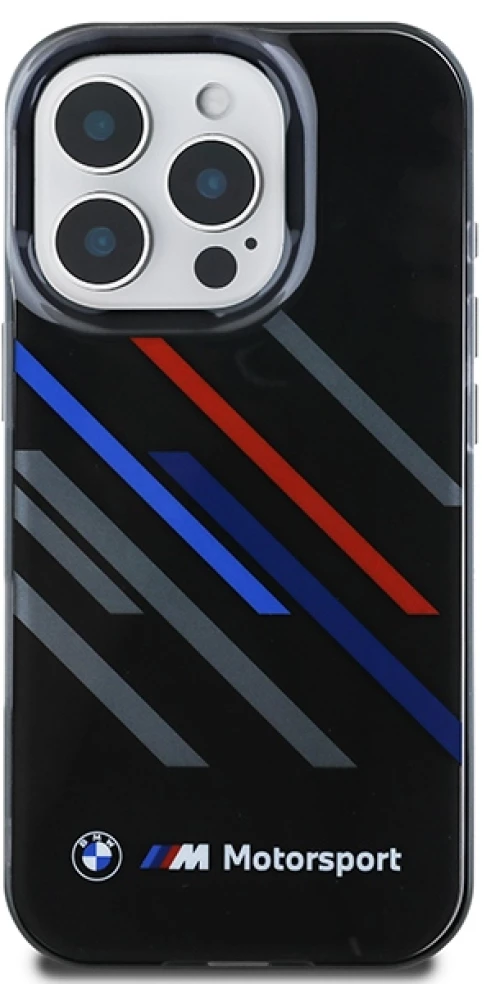 BMW Motosport IML Random Stripes iPhone 16 Pro Max Case - Black