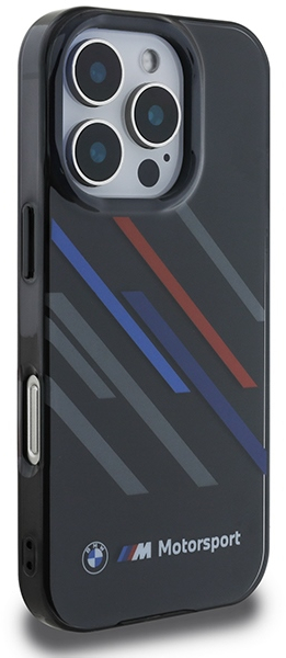 BMW Motosport IML Random Stripes iPhone 16 Pro Max Case - Black
