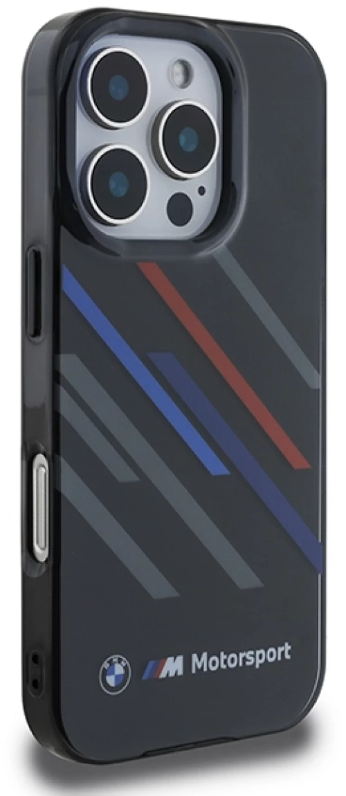 BMW Motosport IML Random Stripes iPhone 16 Pro Max Case - Black