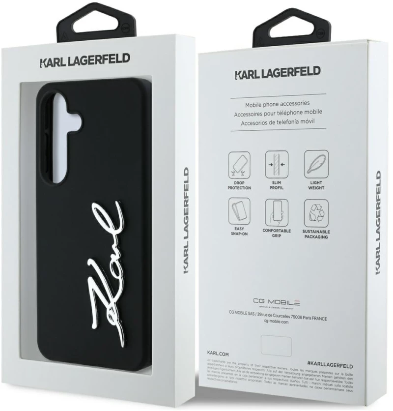 Case Karl Lagerfeld Silicone Metal Signature Logo Samsung Galaxy S25 black