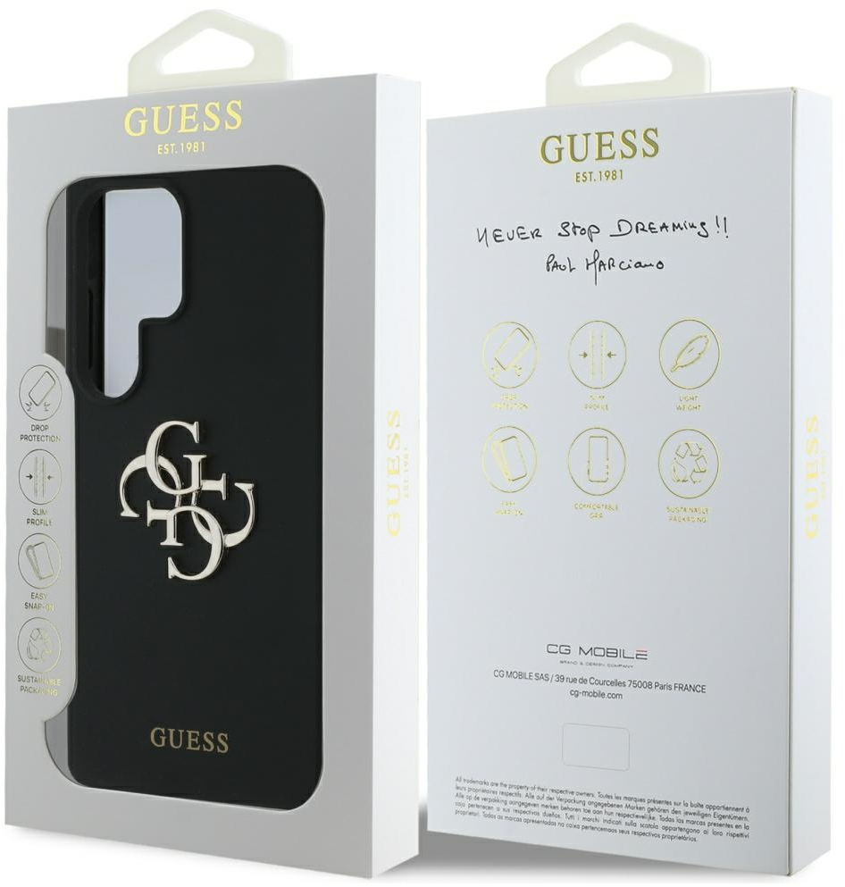 Guess Silicone Big 4G Logo Bottom Script case for Samsung Galaxy S25 Ultra - black