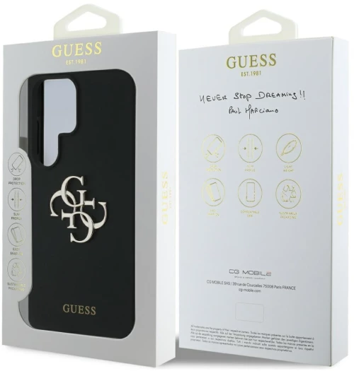Guess Silicone Big 4G Logo Bottom Script case for Samsung Galaxy S25 Ultra - black
