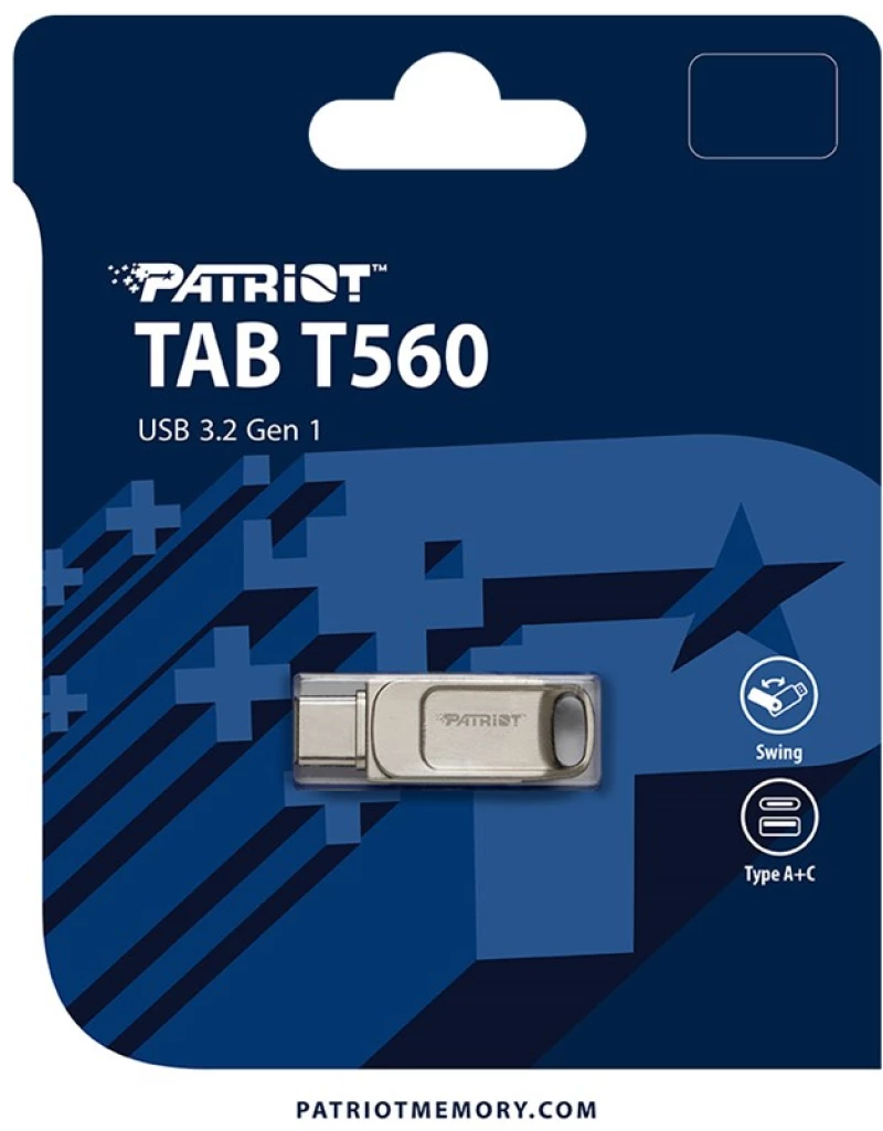 Patriot Memory Tab T560 128GB USB flash drive Dual USB 120MB/s (PS128GT560DS5D) Silver