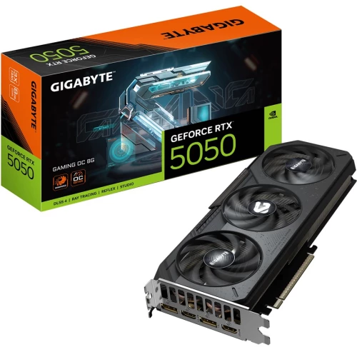 GIGABYTE GeForce RTX 5050 GAMING OC 8G Graphics Card - 8GB GDDR6, 128bit, PCI-E 5.0, 2632MHz Core Clock, 2 x DP, 2 x HDMI, NVIDIA DLSS 4, GV-N5050GAMING OC-8GD