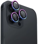 Uniq Optix Aluminum Camera Lens Protector iPhone 16 Pro 6.3" / 16 Pro Max 6.9" iridescent camera lens glass with applicator