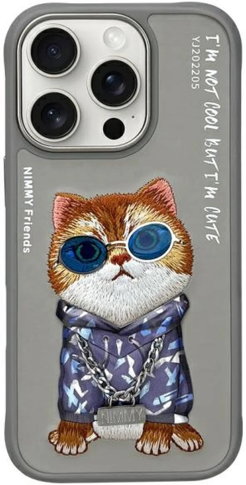 Nimmy Glasses Cool Cat Case for iPhone 16 Pro - Gray