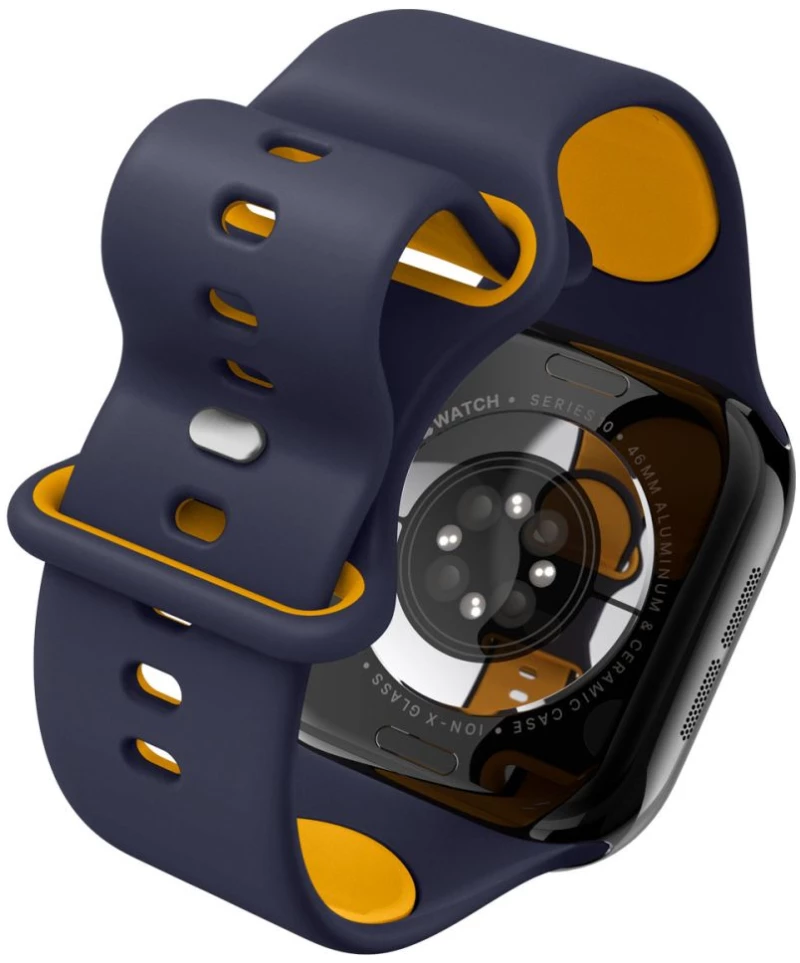 Spigen Nano Pop Strap for Apple Watch 44 / 45 / 46 / 49 mm - Navy Blue and Yellow