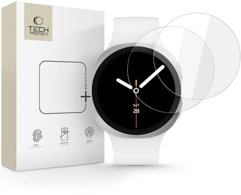 Tech-Protect Glass Fit+ 2-pack tempered glass for Samsung Galaxy Watch 8 40mm - transparent