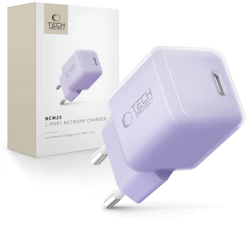 Tech-Protect NCM25 USB-C PD 25W Wall Charger - Purple