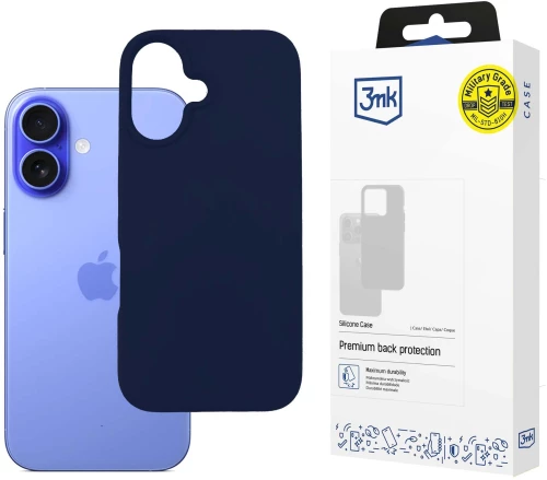 3mk Silicone Case for iPhone 16 Plus - navy blue