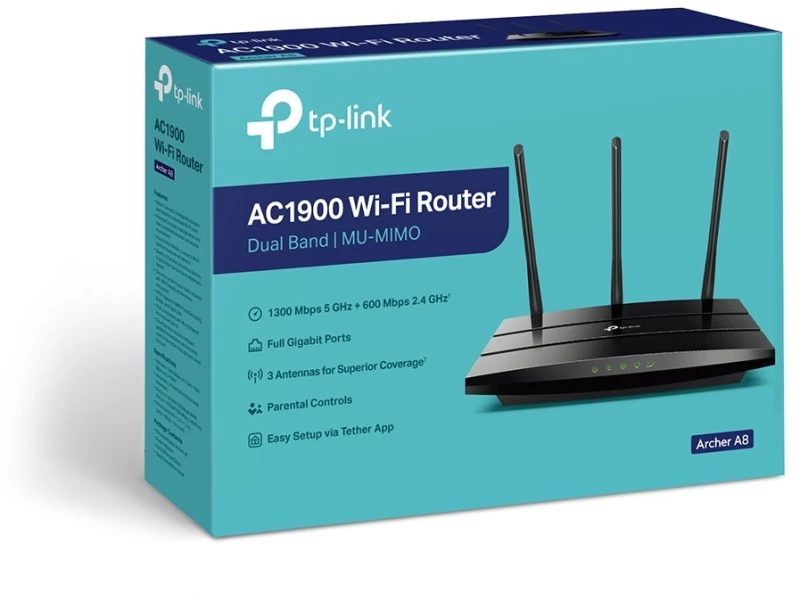 TP-Link Archer A8 wireless router Gigabit Ethernet Dual-band (2.4 GHz / 5 GHz) Black