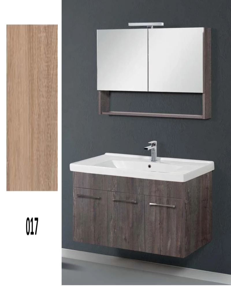 Έπιπλο Μπάνιου Cappuccino MDF Laminate Βάση, Καθρέπτης, Νιπτήρας 90cm 001
