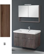 Έπιπλο Μπάνιου Cappuccino MDF Laminate Βάση, Καθρέπτης, Νιπτήρας 90cm 182