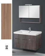 Έπιπλο Μπάνιου Cappuccino MDF Laminate Βάση, Καθρέπτης, Νιπτήρας 90cm 293