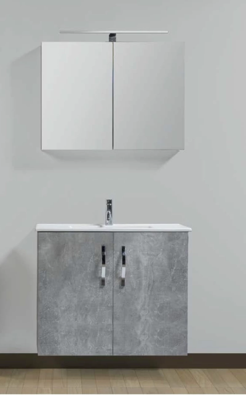 Έπιπλο Μπάνιου Promo MDF Laminate 001 Βάση,Νιπτήρας,Καθρέφτης & Φωτιστικό 41 x 40 cm