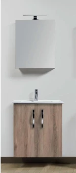 Έπιπλο Μπάνιου Promo MDF Laminate 328 Βάση,Νιπτήρας,Καθρέφτης & Φωτιστικό 60 x 46 cm