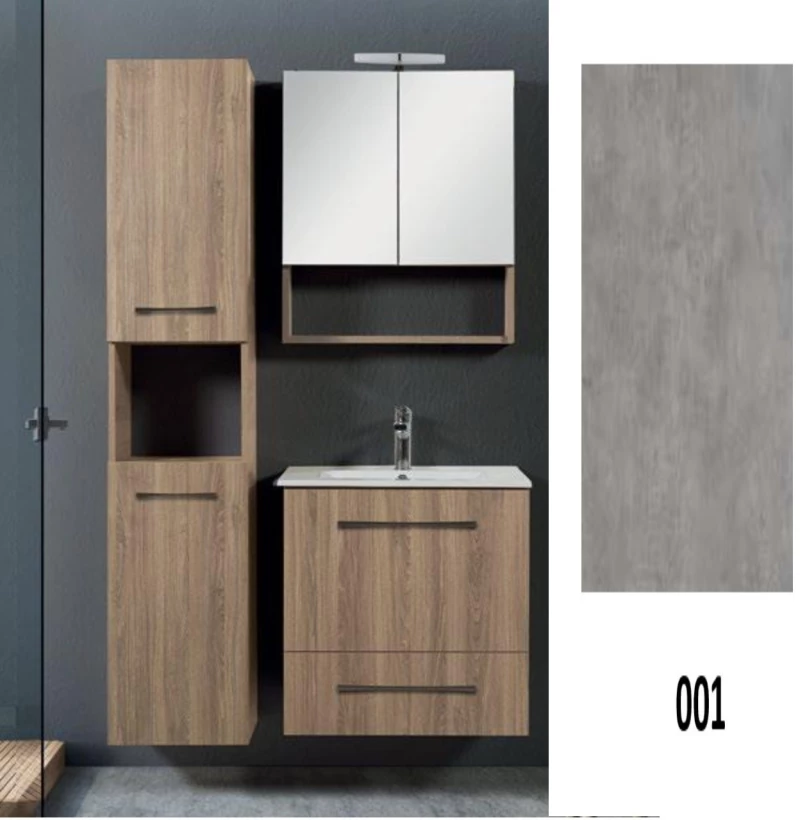 Έπιπλο Μπάνιου MDF Laminate Dual M 60cm Βάση, νιπτήρας, καθρέπτης  Στήλη: Χωρίς Στήλη 001