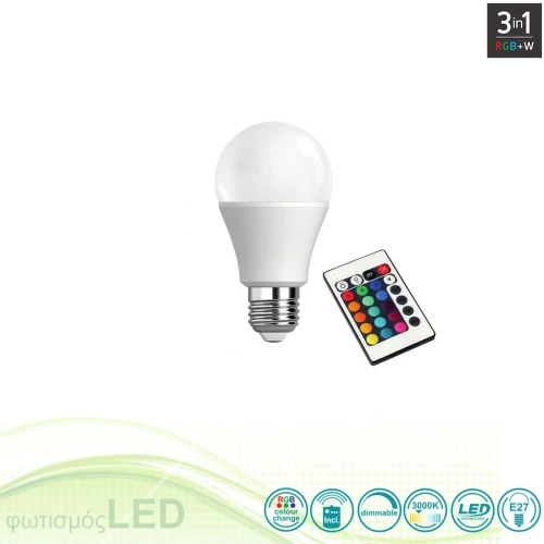 Λαμπτήρας Led E27 A60 7.5W RGB Dimmable