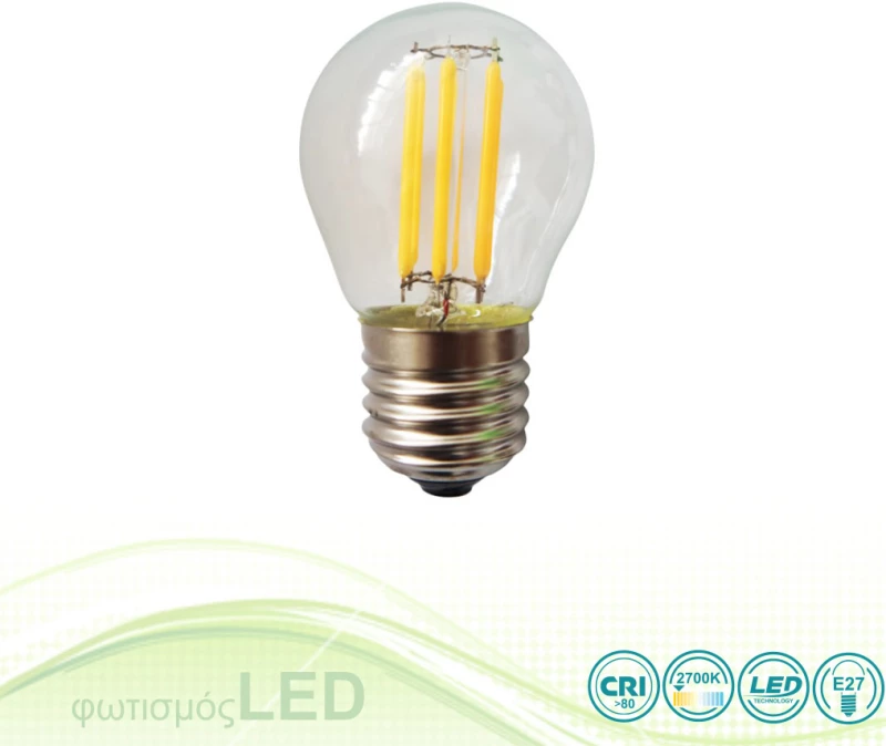 Λαμπτήρας Led E27 G45 6W Filament Clear