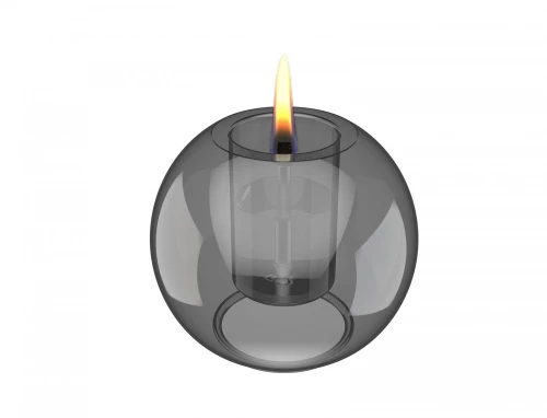 Globus 10 γυάλινο διακοσμητικό κερί σε γκρι απόχρωση με εστία φωτιάς 11x9 εκ