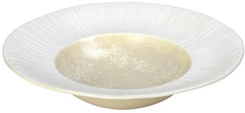 Zen Sun βαθύ πιάτο από πορσελάνη με μπεζ επιφάνεια σετ τριών τεμαχίων 28x6 εκ