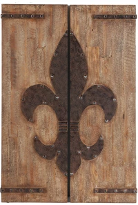 Fleur De Lys διακοσμητικό ξύλινο επιτοίχιο πάνελ σε φυσική απόχρωση 80x120 εκ